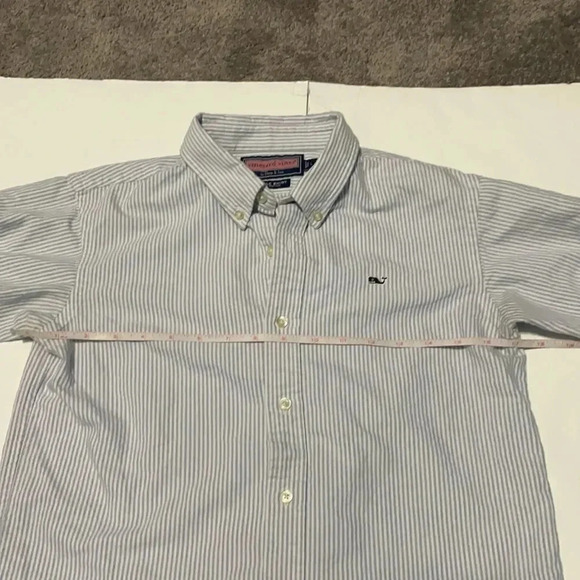 Vineyard Vines button down Shirt Youth L Striped Long Sleeved Whale Logo Blue - Picture 4 of 10